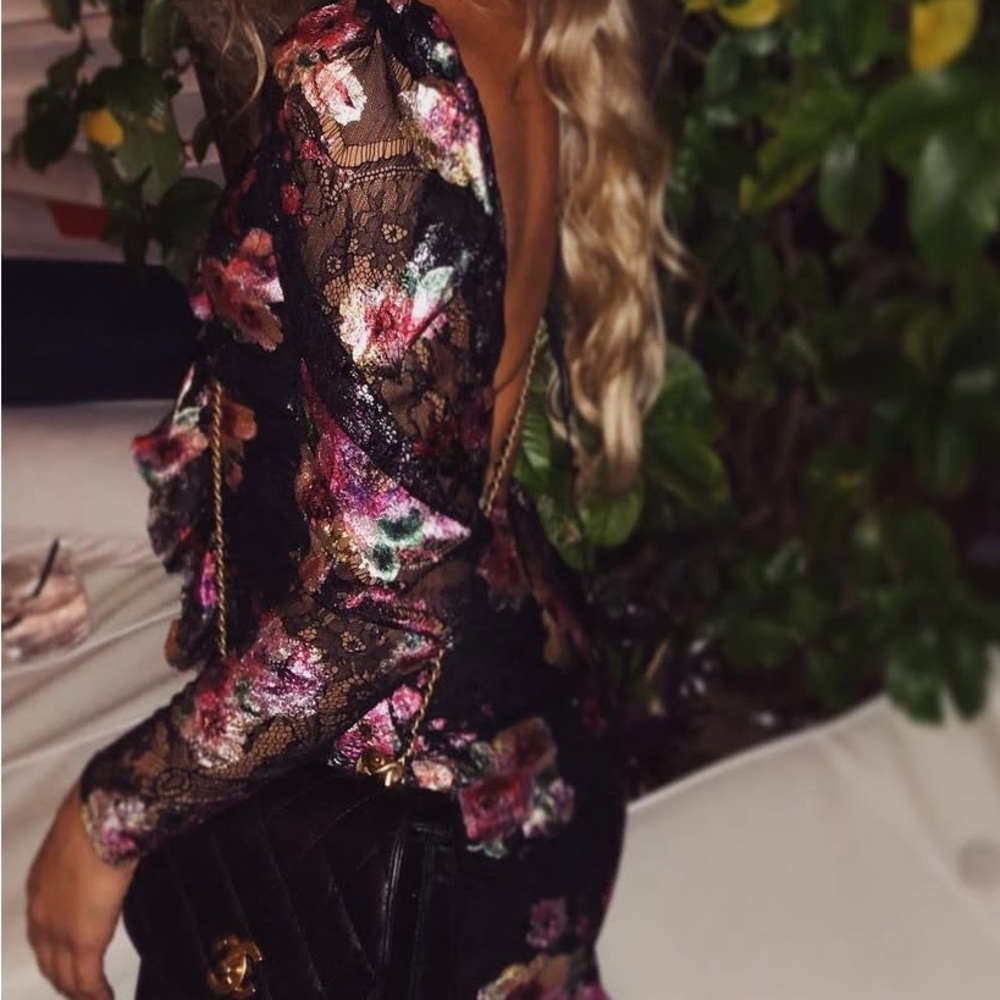 For love and Lemons Floral Lace Backless Dress